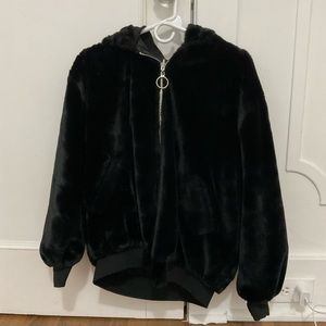 Garage Reversible Winter Bomber Jacket with pockets and hood